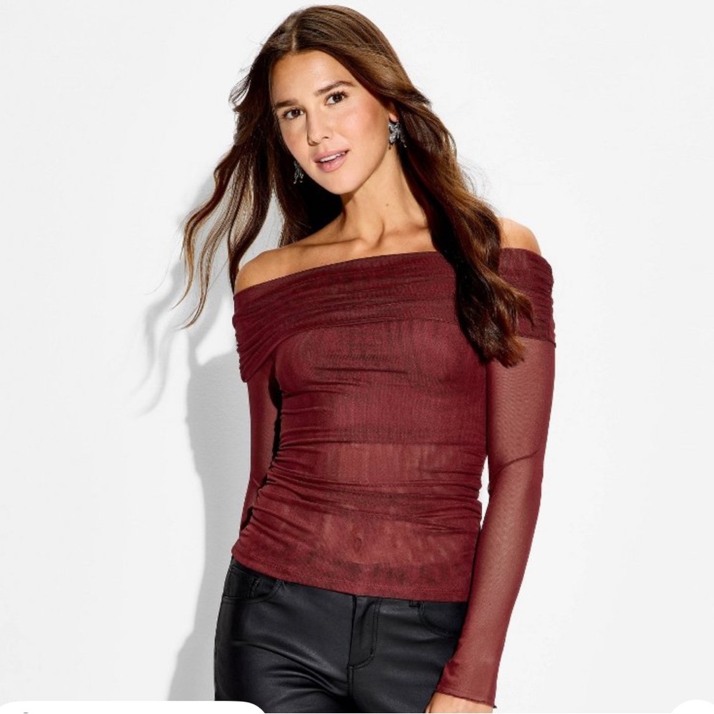 Wild Fable Burgundy Off-Shoulder Top